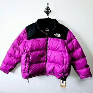 The North Face Magenta and Black 1996 Nuptse Jacket NWT